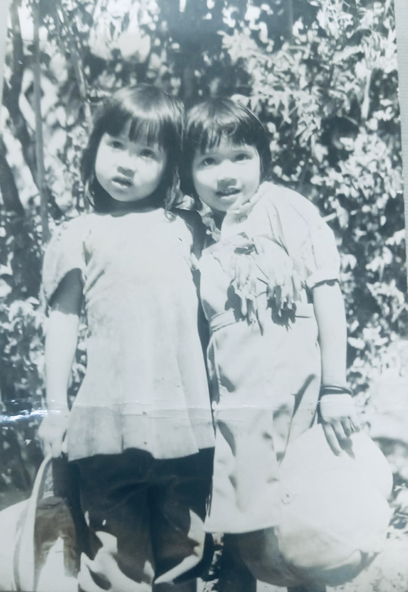 A childhood photograph with her cousin
